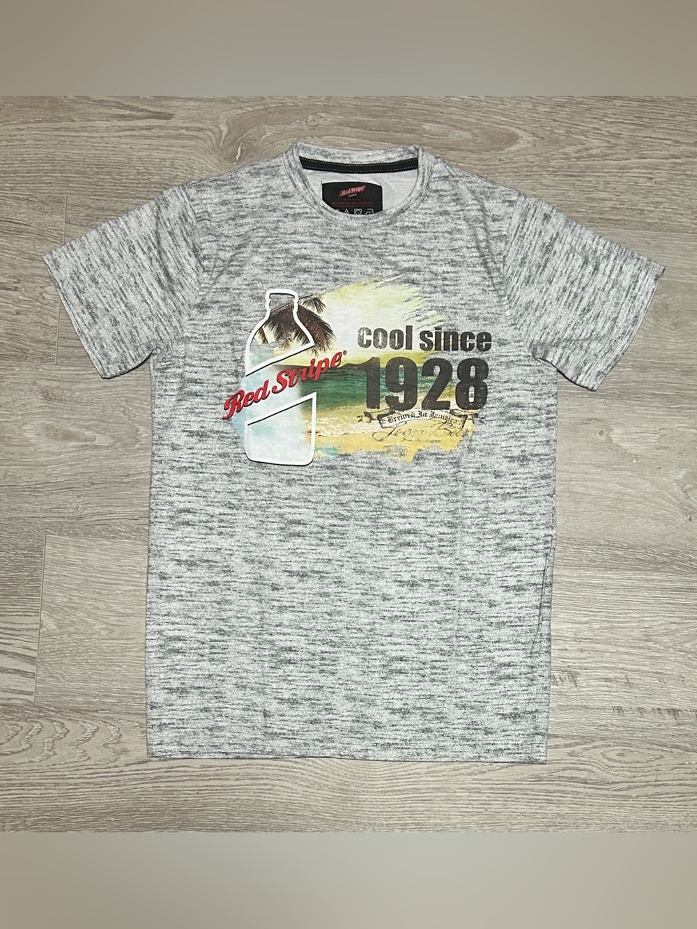 Red Stripe Licensed Men's Gray Graphic T-Shirt - Poly/Cotton Mix